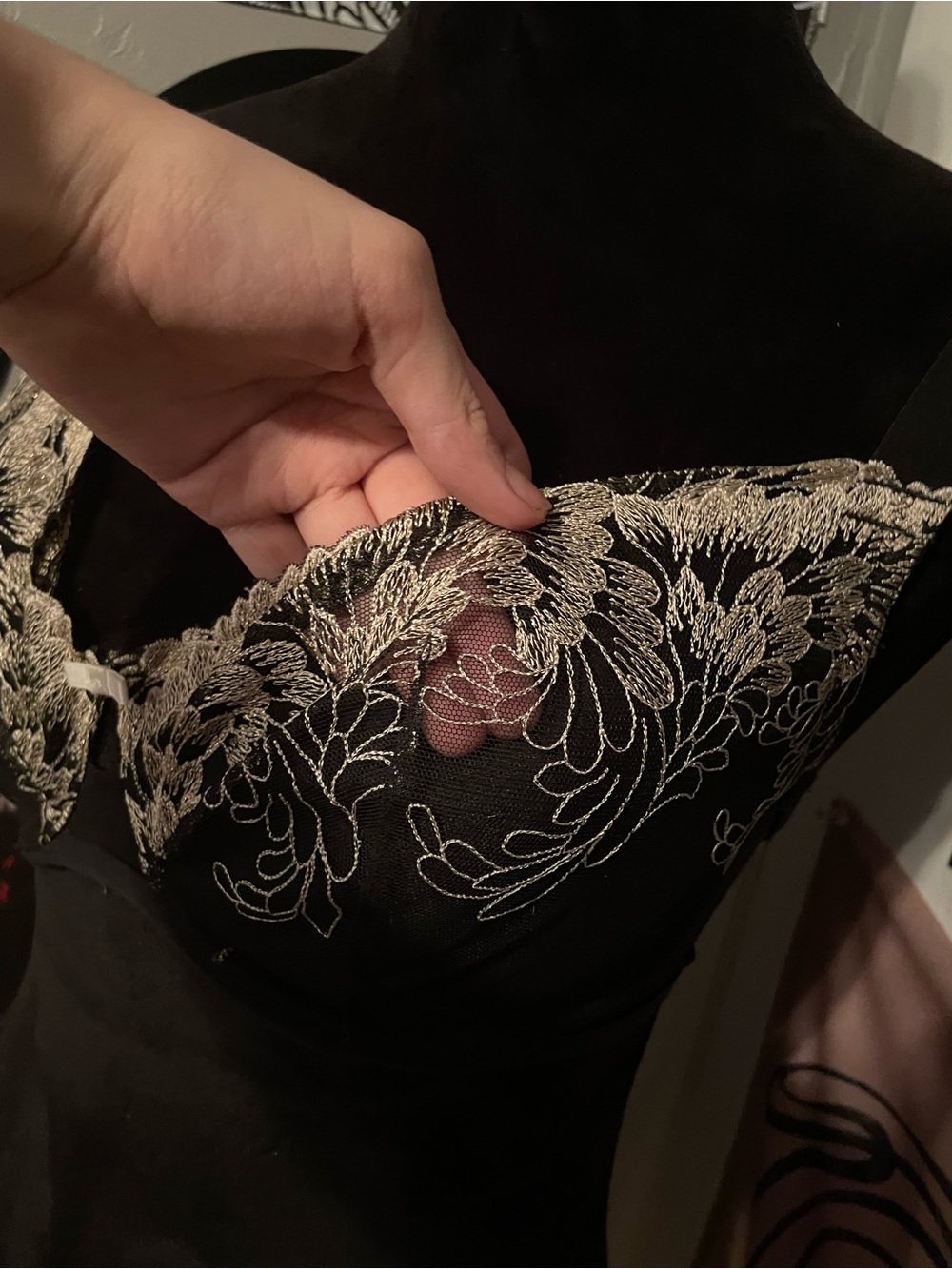 Paramour Black Bra with Cream Floral Embroidery - Picture 2 of 5